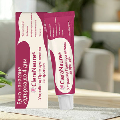 CleraNaure® UltraBond Premium лепило за протези 🔥 Клинично доказано 4-дневно залепване за сигурно, удобно и безцинково закрепване на протези 🦷