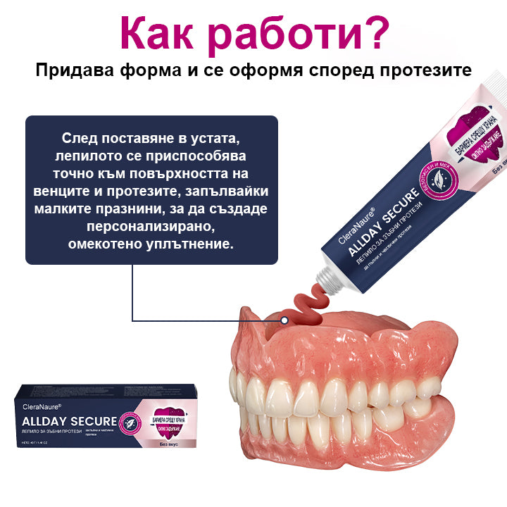 CleraNaure® AllDay Secure - Лепило за Зъбни Протези с Целодневно Действие