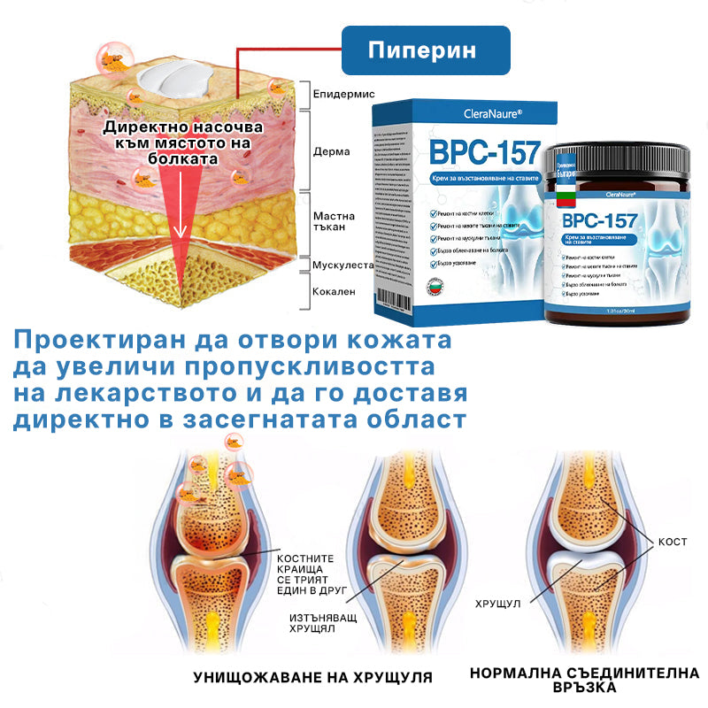 🥇CleraNaure® BPC-157 Крем за Лечение на Ставите 🦴 Лекува Артрит, Невропатия, Ревматизъм, Спортни Травми и други